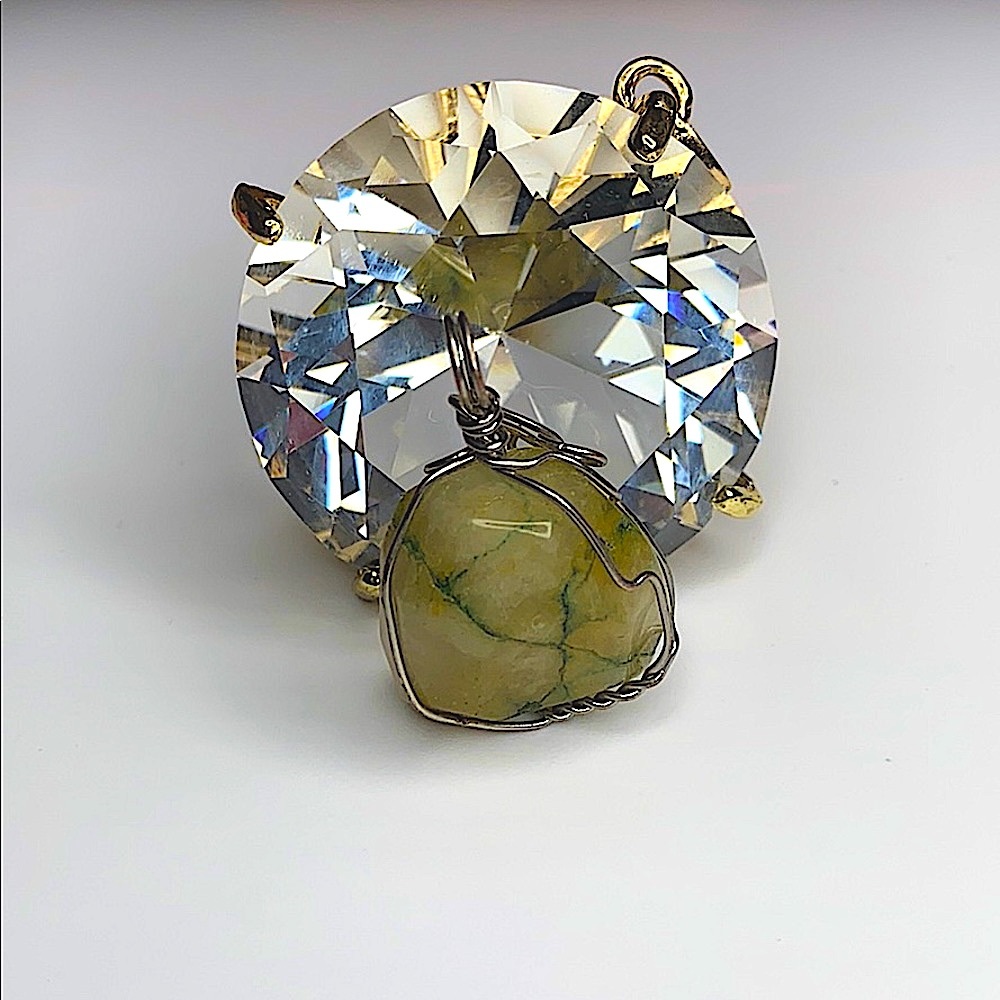 💚Crackled Green Moss Agate Pendant💚
